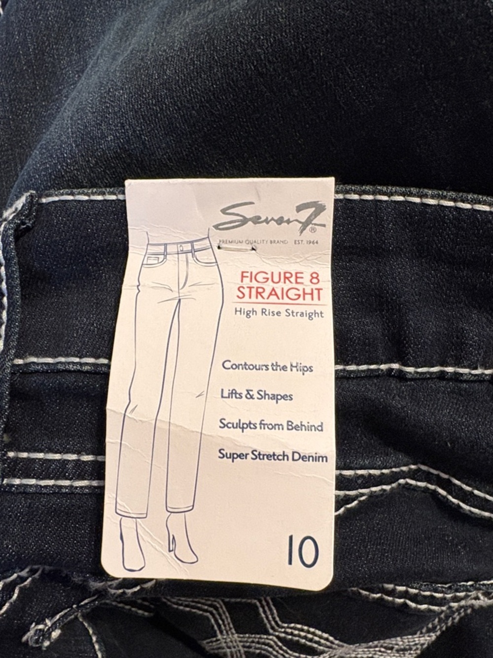 Seven7 Dark Wash High Rise Figure 8 Straight Leg Jeans 10 NWT - Picture 8 of 9